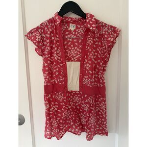 Anthropologie Blouse EDME ESYLLTE Cotton FLY AWAY Tank Voile Bird Pintucks